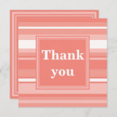 Carte De Remerciements Bandes de corail monogramme (Devant / Derrière)