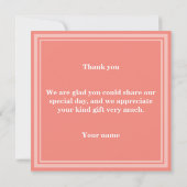 Carte De Remerciements Bandes de corail monogramme (Dos)