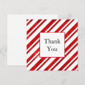 Carte De Remerciements Bandes de Sucre de canne d'aquarelle rouge (Devant / Derrière)