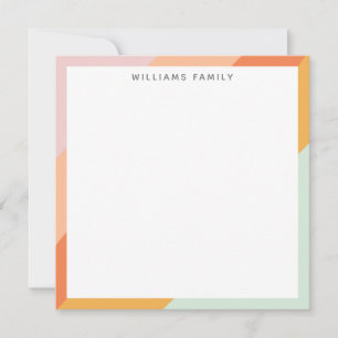 Carte De Remerciements Bandes Diagonales colorées Retro Sweet Candy Paste