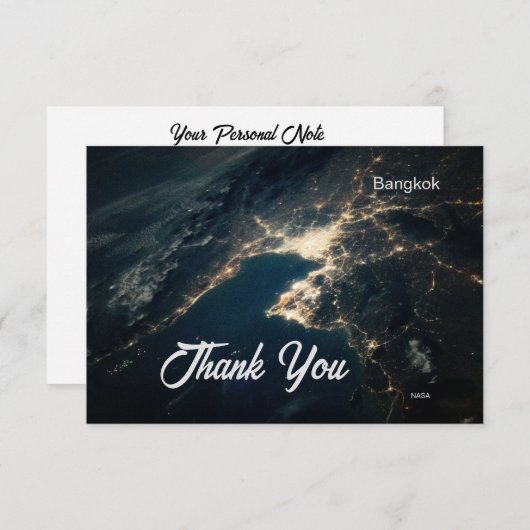 Carte De Remerciements Bangkok à la nuit, NASA, Photo ISS (Devant / Derrière)
