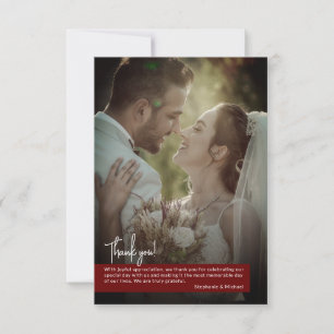 Carte De Remerciements Bannière de mariage élégante rouge rubis foncé pou