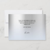 Carte De Remerciements Baptême argent clair bleu bébé script photo garçon (Dos)