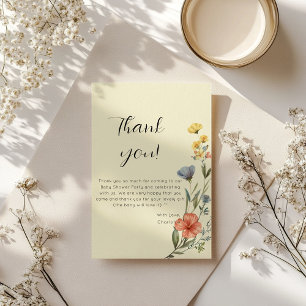 Carte De Remerciements Baptême Bébé Fleur Aquarelle