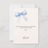 Carte De Remerciements Baptême bleu arc photo garçon (Dos)
