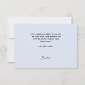 Carte De Remerciements Baptême bleu clair script photo bébé garçon (Dos)