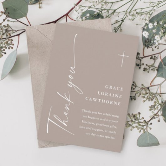 Carte De Remerciements Baptême Bohème Écriture Élégante Moderne