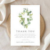 Carte De Remerciements Baptême botanique religieux croisé vert