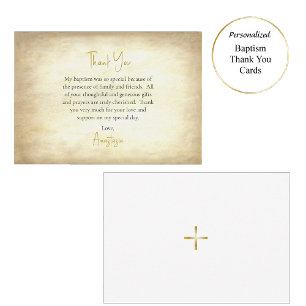 Carte De Remerciements Baptême chrétien orthodoxe sur parchemin vieilli