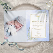Carte De Remerciements Baptême Christening Green Photo bleu Aquarelle