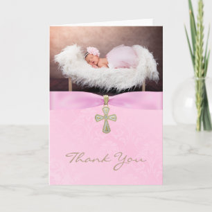 Carte De Remerciements Baptême Christening PhotoThank You Card for a Girl