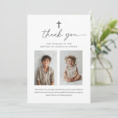Carte De Remerciements Baptême conjoint 2 Affiche de bienvenue photo (Debout devant)