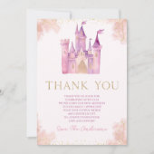 Carte De Remerciements Baptême de Bébé Château de Princesse Royale Élégan (Devant)