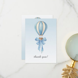 Carte De Remerciements Baptême de bébé garçon Montgolfière Aquarelle Bleu