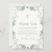 Carte De Remerciements Baptême de fleurs vertes (Devant)