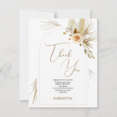 Carte De Remerciements Baptême de mariage élégant boho herbe des Pampas (Devant)