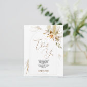 Carte De Remerciements Baptême de mariage élégant boho herbe des Pampas (Debout devant)