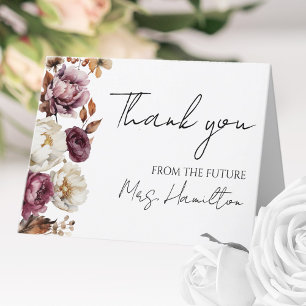 Carte De Remerciements Baptême de mariage floral bordeaux automnal
