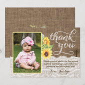 Carte De Remerciements Baptême de tournesol pour fille (Devant / Derrière)