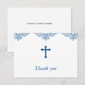 Carte De Remerciements Baptême des garçons bleus/Merci du baptême (Devant / Derrière)