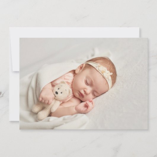 Carte De Remerciements Baptême d'or Christening Photo Foliage d'or (Dos)