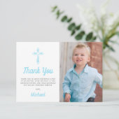 Carte De Remerciements Baptême du garçon religieux (Debout devant)