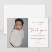 Carte De Remerciements Baptême écriture moderne (Devant / Derrière)