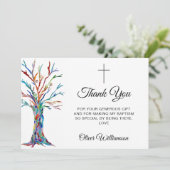 Carte de remerciements Baptême élégant (Debout devant)