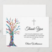 Carte de remerciements Baptême élégant (Devant / Derrière)