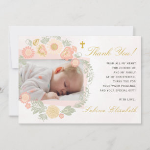 Carte De Remerciements Baptême Enfant Fille Floral Printanier Photo