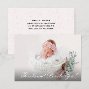 Carte De Remerciements Baptême Fille Aquarelle Rose