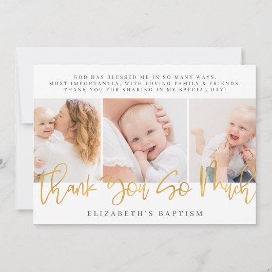 Carte De Remerciements Baptême Moderne Simple Chic Photo (Devant)