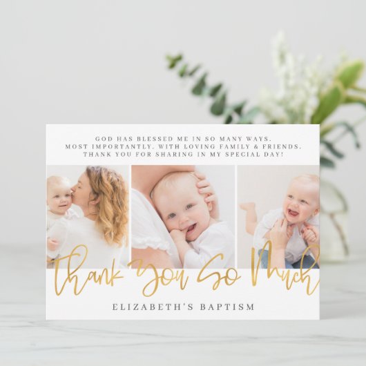 Carte De Remerciements Baptême Moderne Simple Chic Photo (Debout devant)