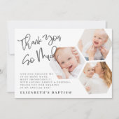 Carte De Remerciements Baptême Moderne Simple Chic Photos géométriques (Devant)