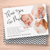 Carte De Remerciements Baptême Moderne Simple Chic Photos géométriques