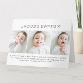 Carte De Remerciements Baptême Moderne Simple Chic Trois Photo (Devant)