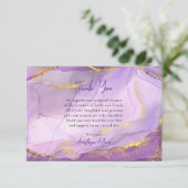 Carte De Remerciements Baptême orthodoxe de marbre doré violet Lilac (Debout devant)