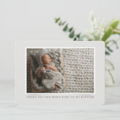 Carte De Remerciements Baptême| Photo moderne simple (Debout devant)