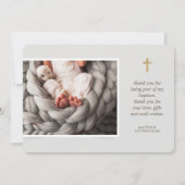 Carte De Remerciements Baptême| Photo moderne simple (Dos)