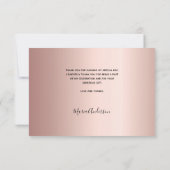 Carte De Remerciements Baptême rose or blush photo script fille (Dos)