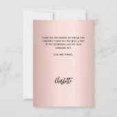 Carte De Remerciements Baptême rose or photo bébé fille (Dos)