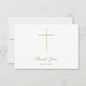 Carte De Remerciements Baptême simple croix d'or script (Devant)