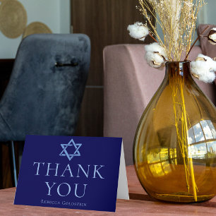Carte De Remerciements Bar Mitzvah Étoile de David personnalisée bleu roy