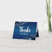 Carte De Remerciements Bar Mitzvah Modern Navy Blue Ombre Agate Script (Devant)