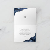 Carte De Remerciements Bar Mitzvah Modern Navy Blue Ombre Agate Script (Intérieur)