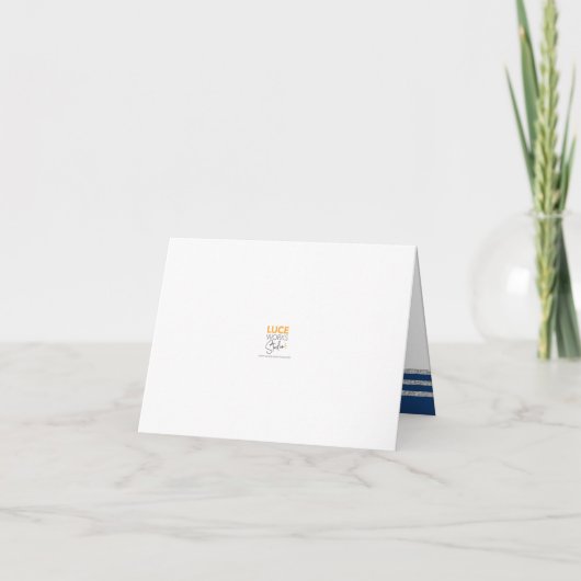 Carte De Remerciements Bar Mitzvah Modern Navy Blue Silver Tallit Script (Dos)