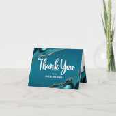 Carte De Remerciements Bar Mitzvah Moderne Turquoise Agate Script Simple (Devant)