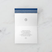 Carte De Remerciements Bar Mitzvah Navy Blue Silver Tallit Script moderne (Intérieur)