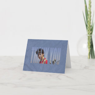 Carte De Remerciements Bar Mitzvah Photo Thank You Card en Blue