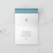 Carte De Remerciements Bar Mitzvah Turquoise Argent Tallit Script moderne (Intérieur)